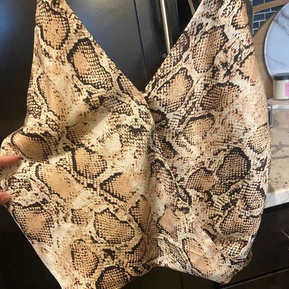 Silk Snake Print Wrap Top - Picture 2 of 4